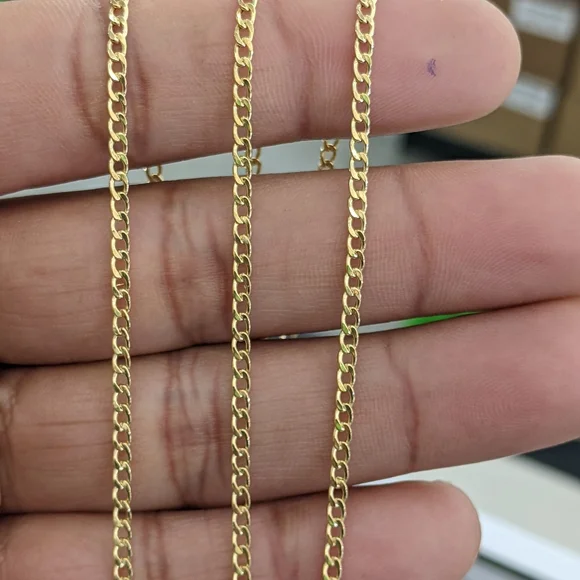 10kt Real Gold Cuban Curb Style Chain 2.3 mm 22 Inches